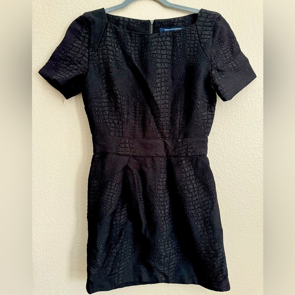 French Connection Black Textured Mini Dress